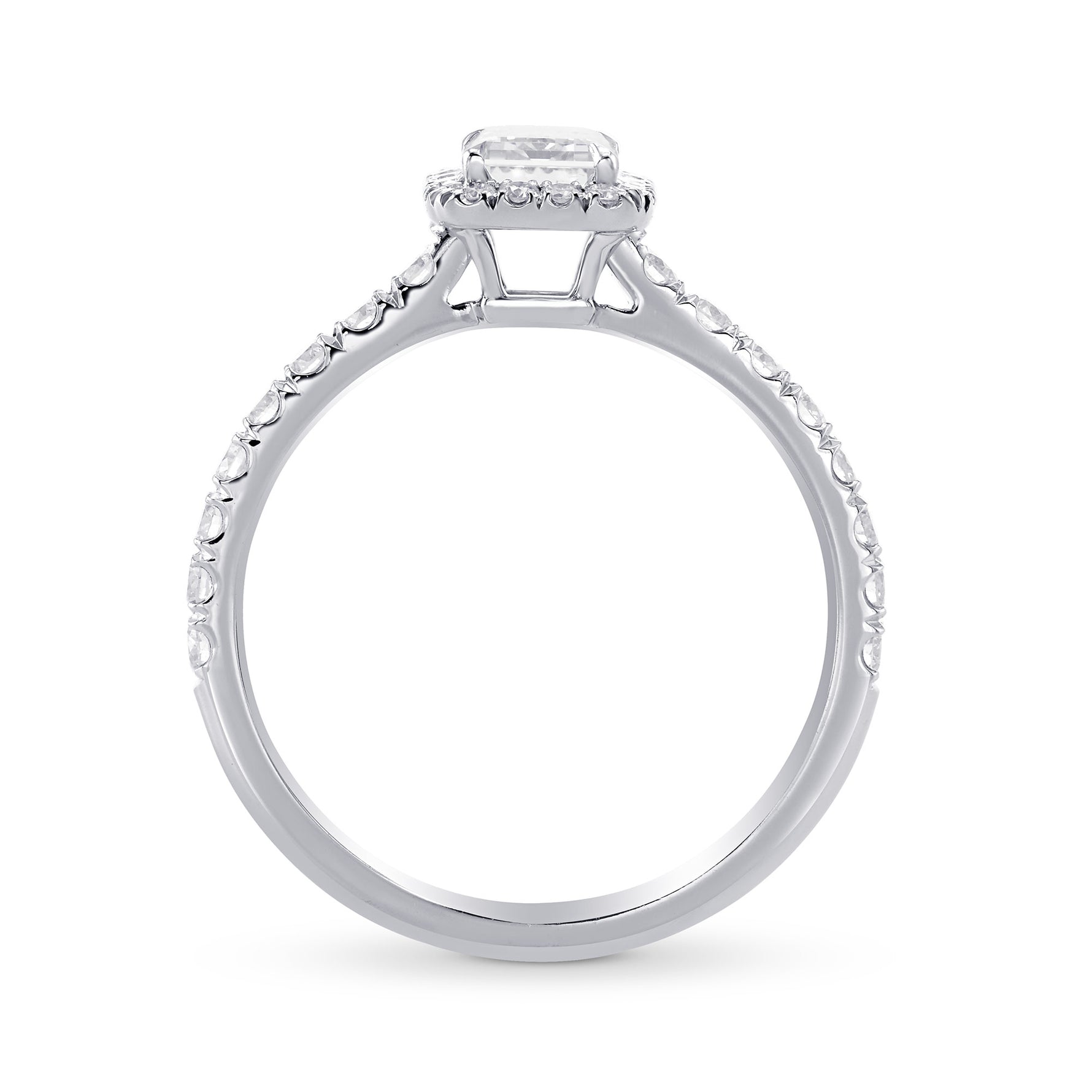 Emerald-cut Diamond Halo Engagement Ring