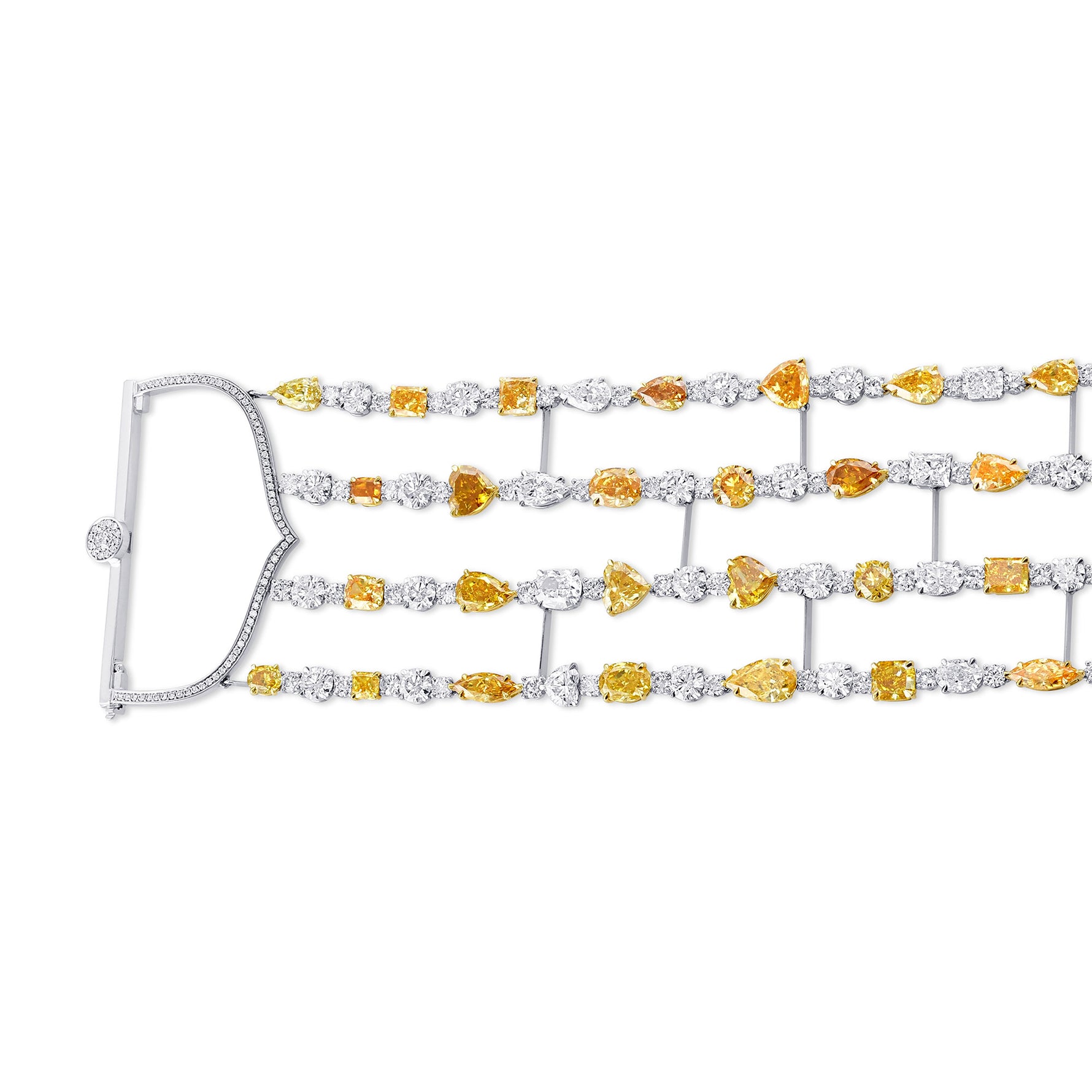 Couture 4 Row Mix Color and White Diamond Bracelet. GIA - 2