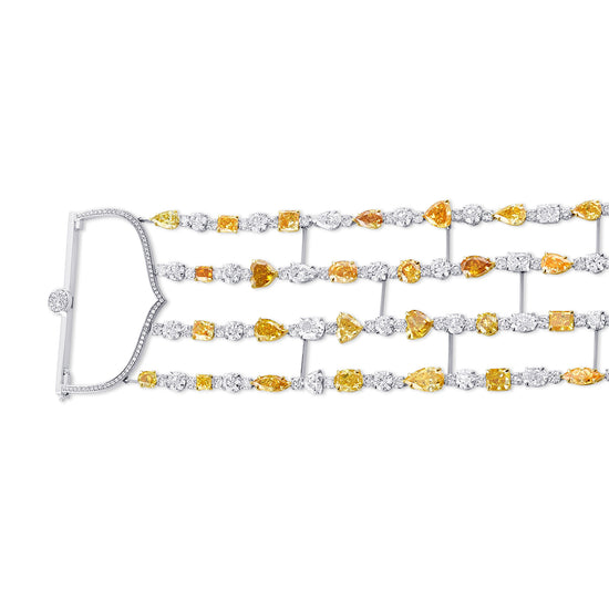 Couture 4 Row Mix Color and White Diamond Bracelet. GIA - 2