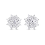 Blue Sapphire and Diamond Halo Drop Earrings