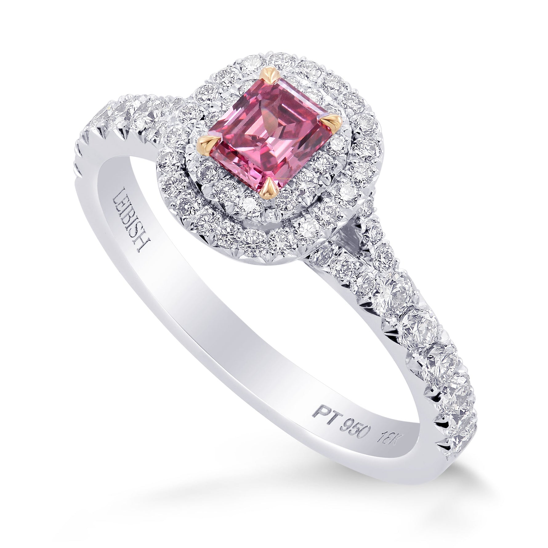 Fancy Vivid Pink Diamond Double Halo Ring