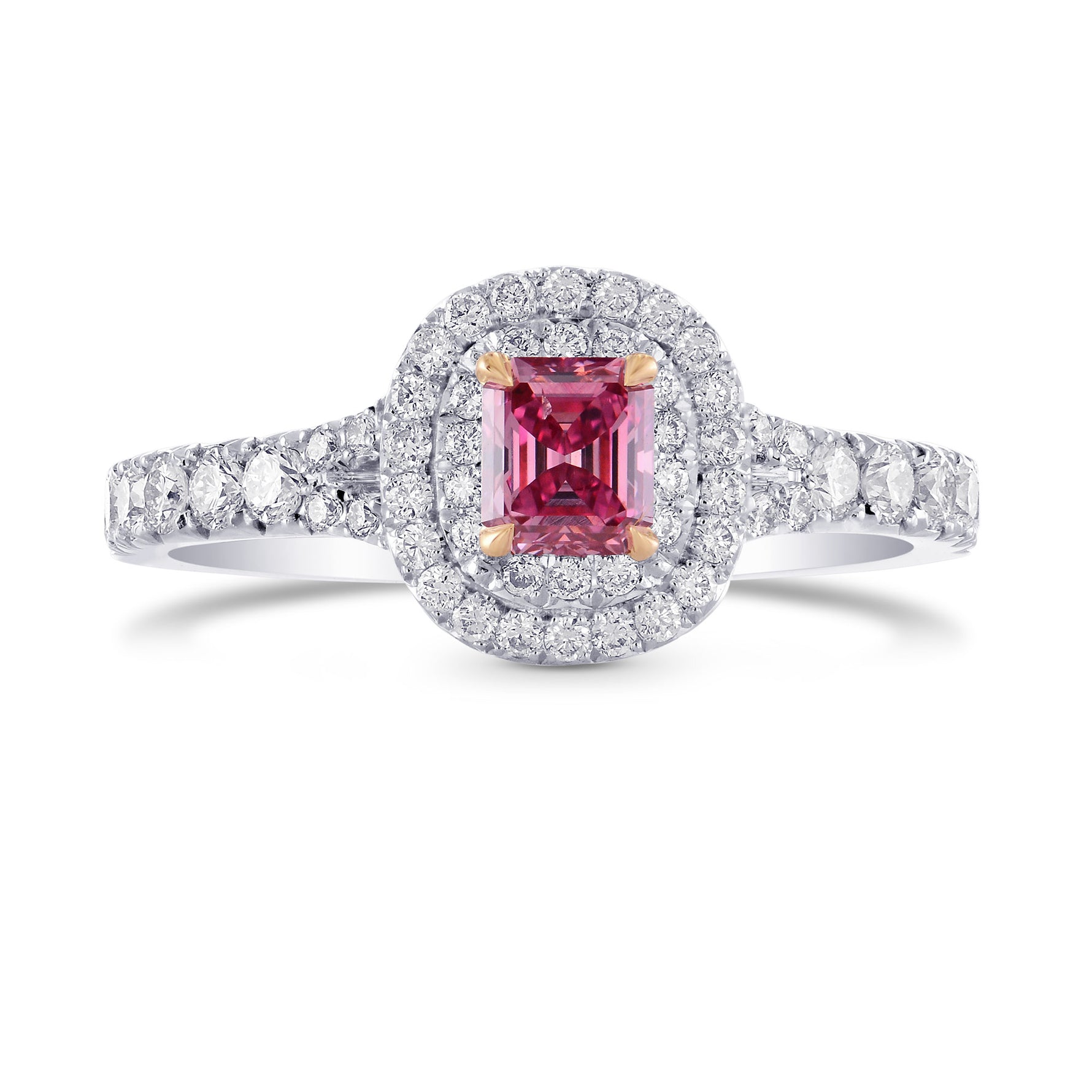 Fancy Vivid Pink Diamond Double Halo Ring