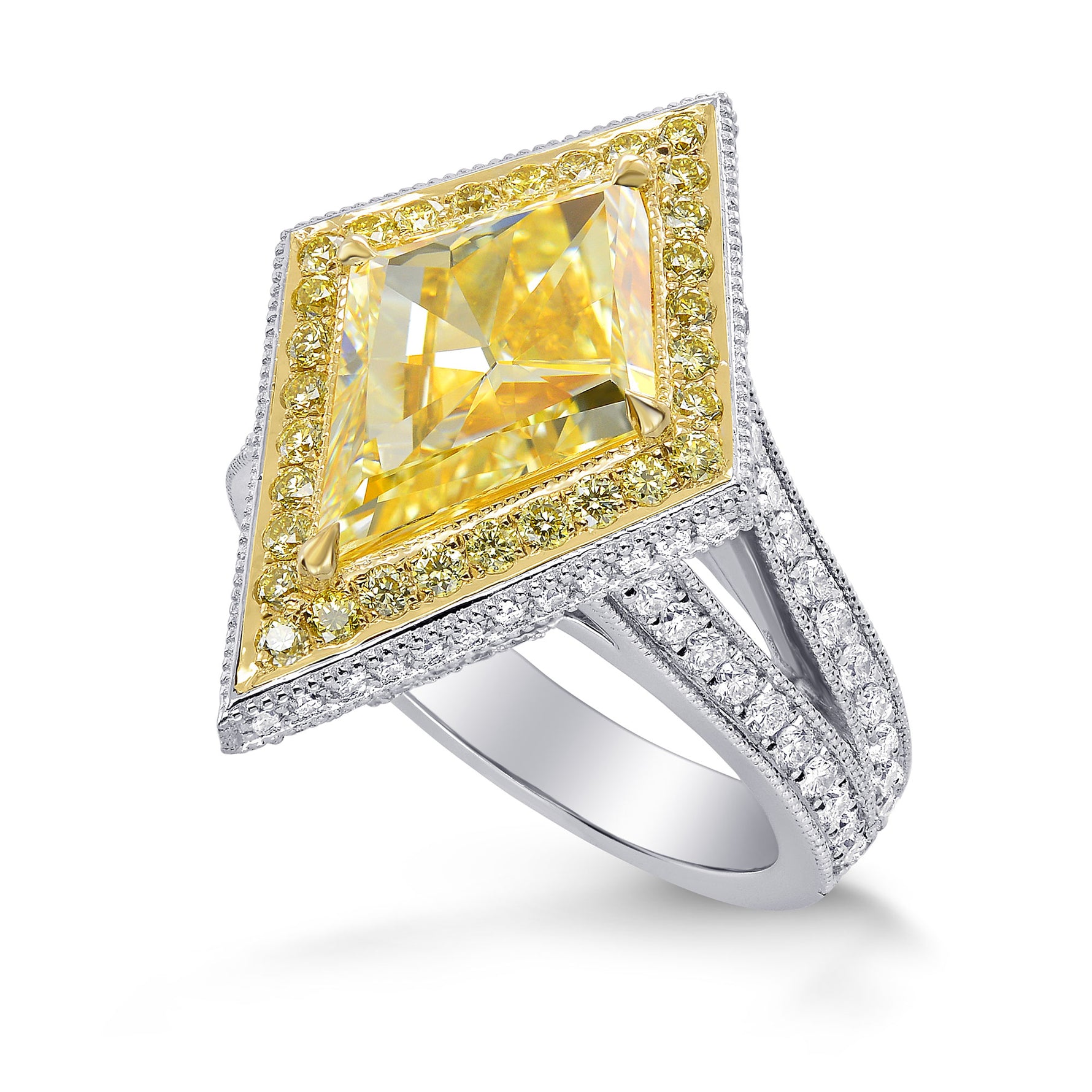 Fancy Light Yellow Kite Diamond Ring