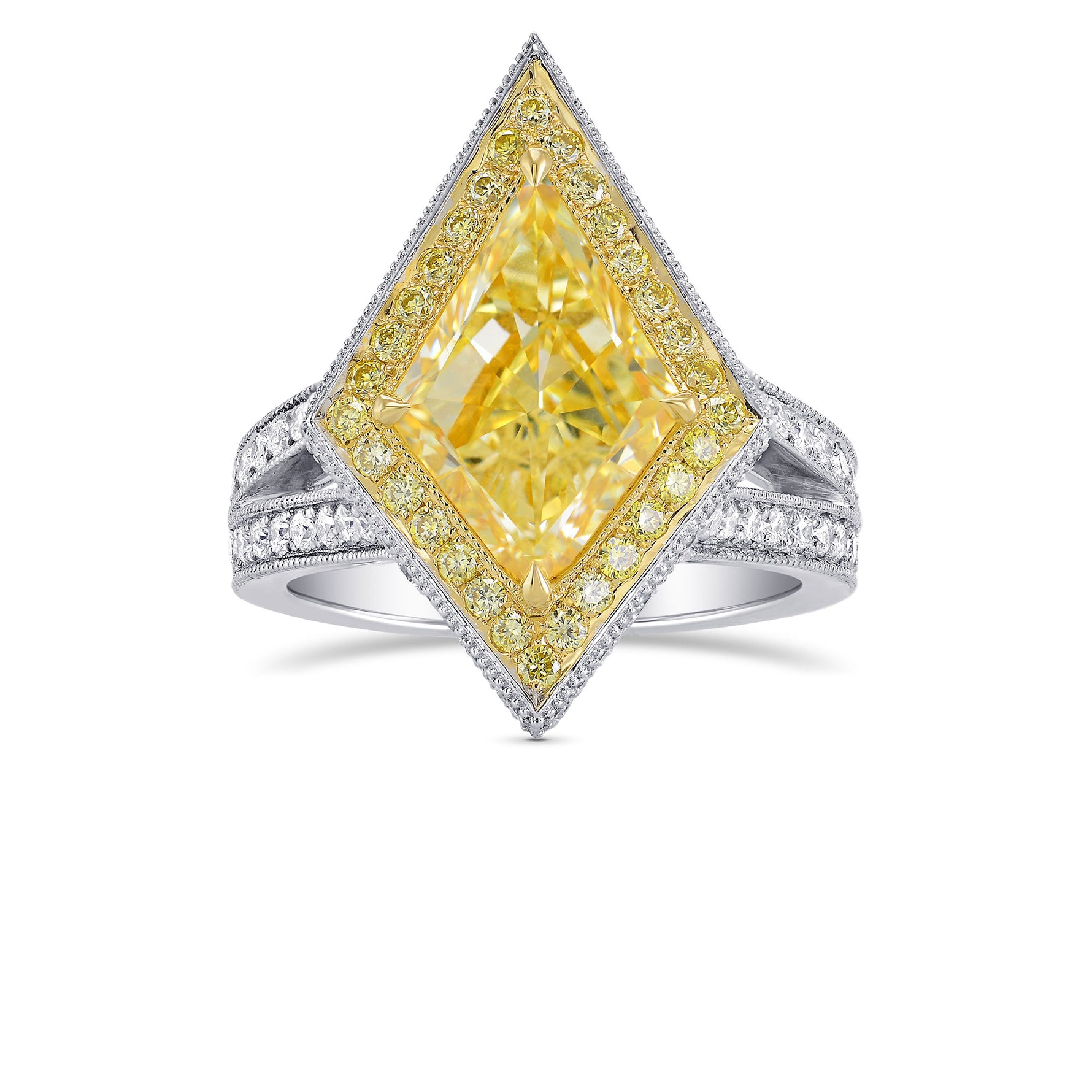Fancy Light Yellow Kite Diamond Ring