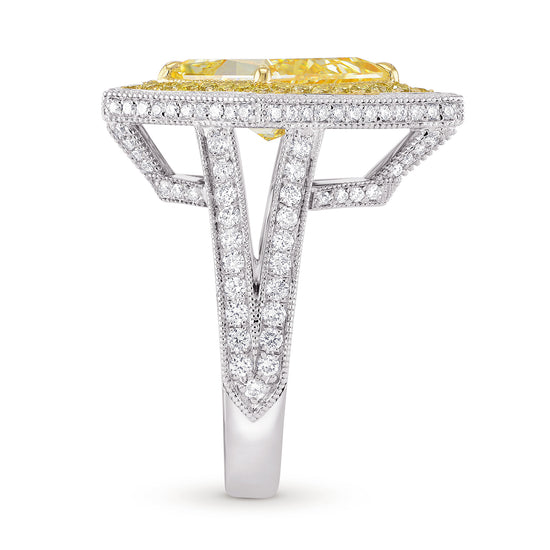 Fancy Light Yellow Kite Diamond Ring