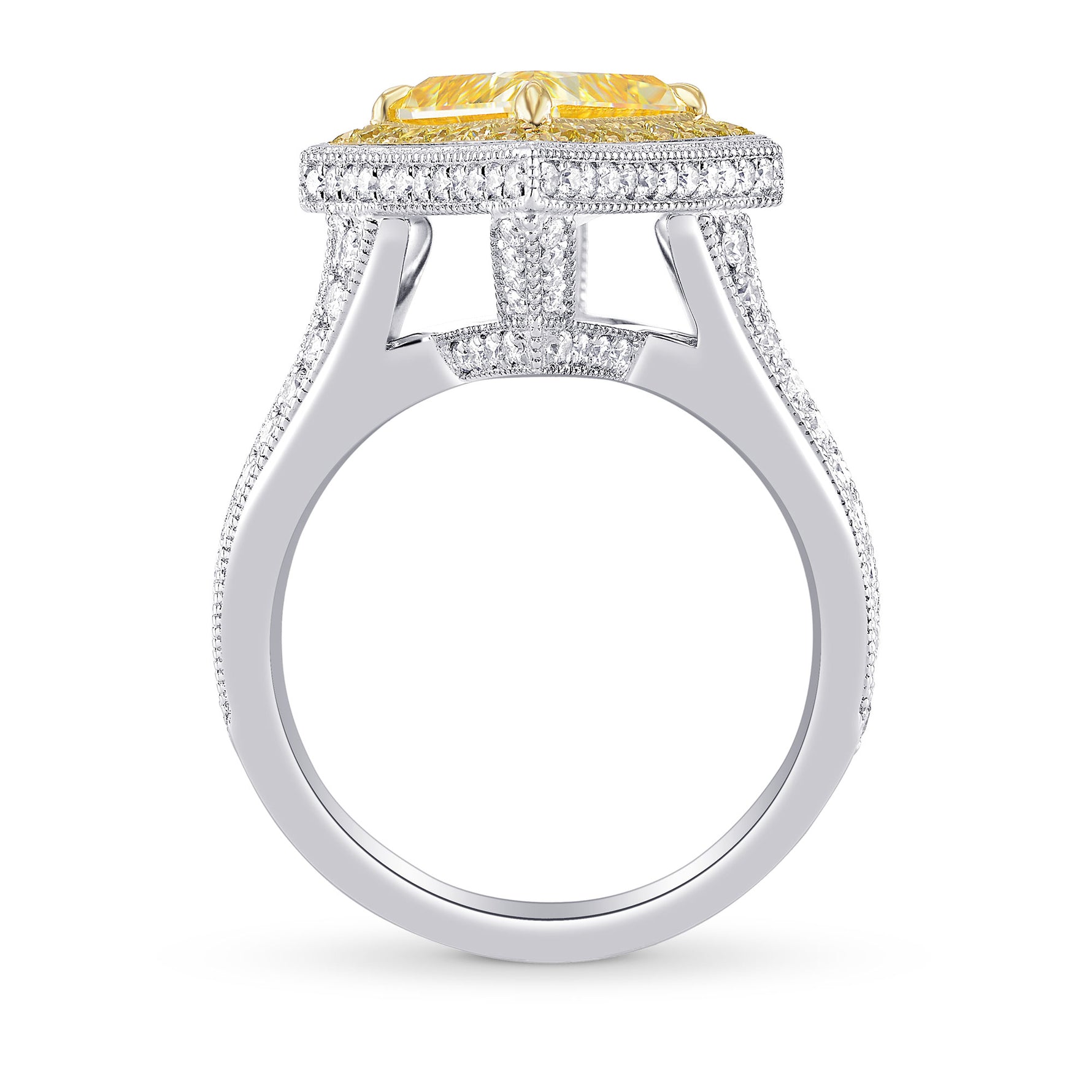 Fancy Light Yellow Kite Diamond Ring