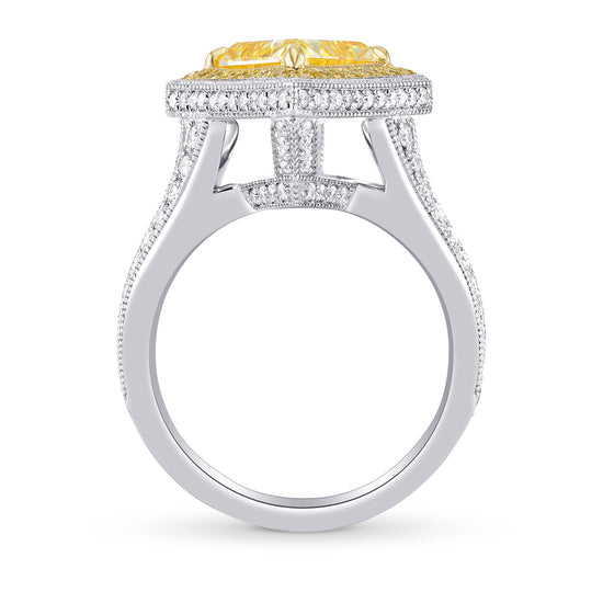 Fancy Light Yellow Kite Diamond Ring