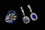 Tanzanite Cushion & Diamond Drop Earrings