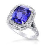 Tanzanite Cushion & Diamond Ring