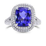Tanzanite Cushion & Diamond Ring