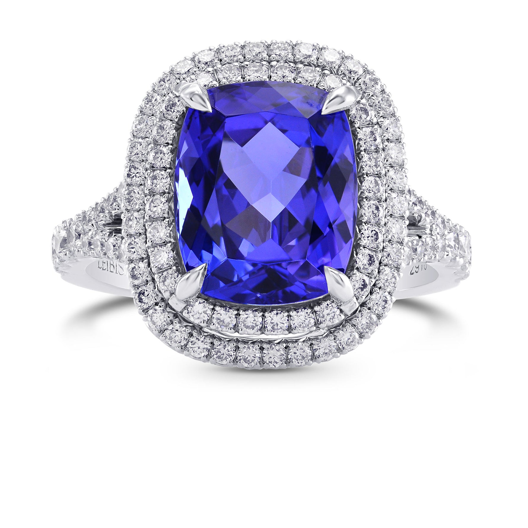 Tanzanite Cushion & Diamond Ring