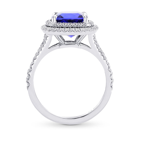 Tanzanite Cushion & Diamond Ring