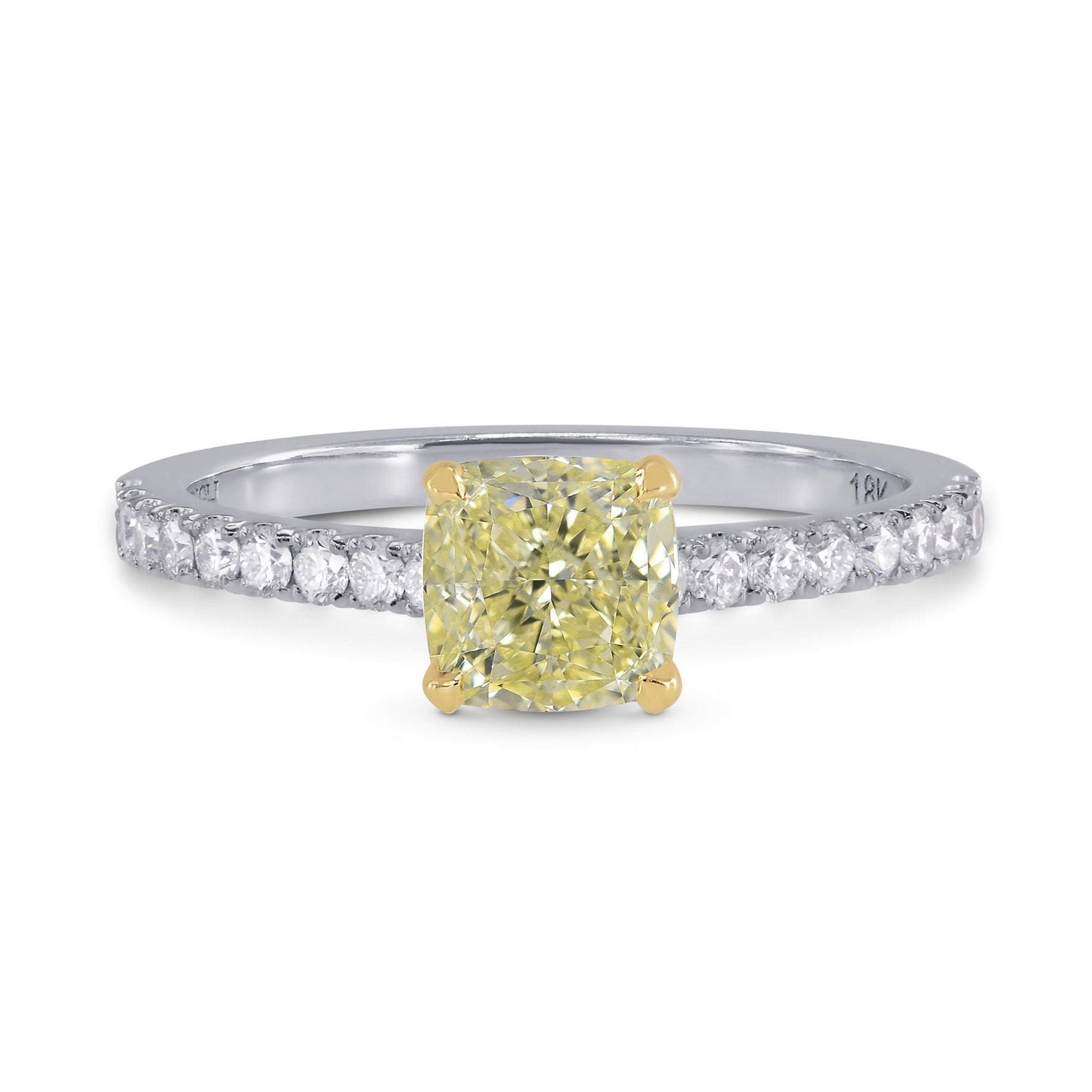 Fancy Light Yellow Cushion Diamond Ring