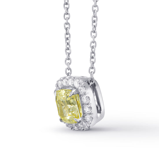 Fancy Yellow Cushion Halo Diamond Pendant