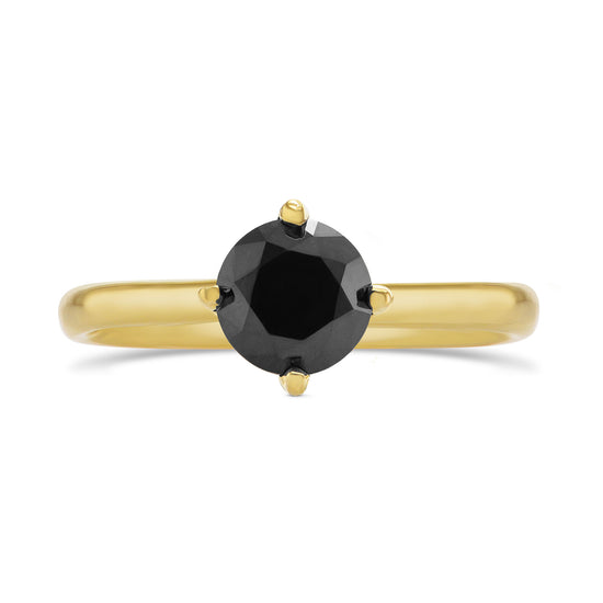 Round Black Diamond Solitaire Ring