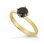 Round Black Diamond Solitaire Ring