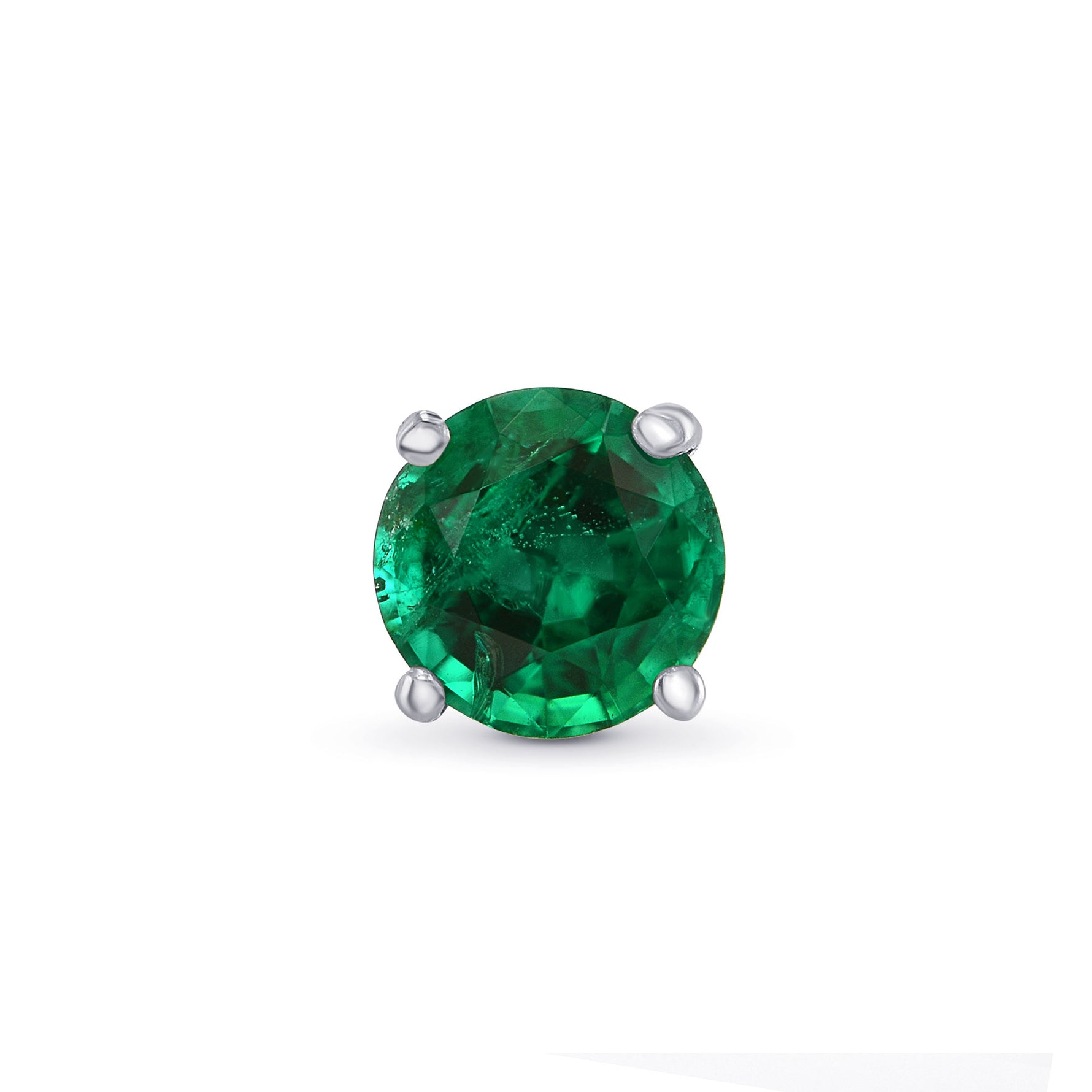 Round Emerald Stud Earring