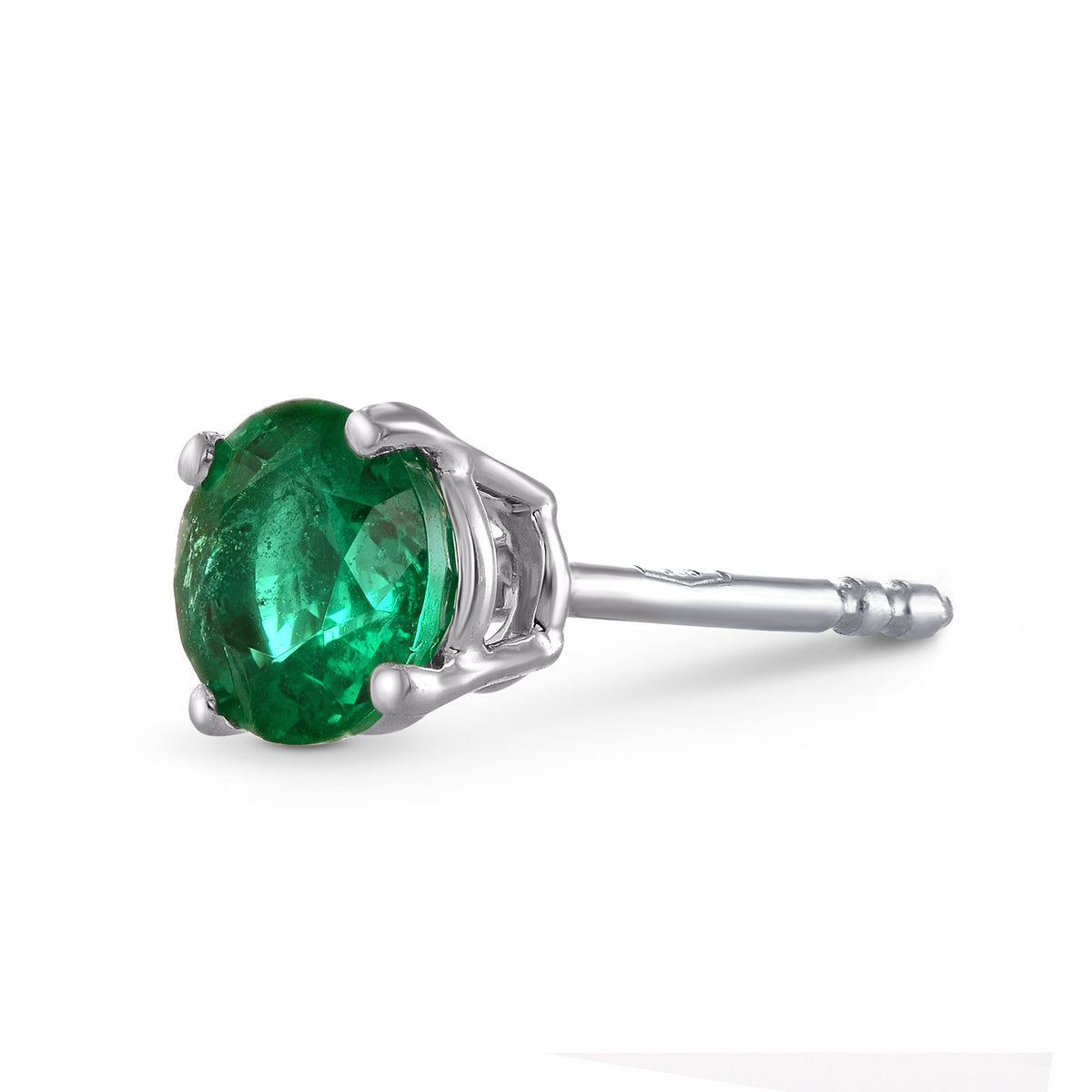 Round Emerald Stud Earring