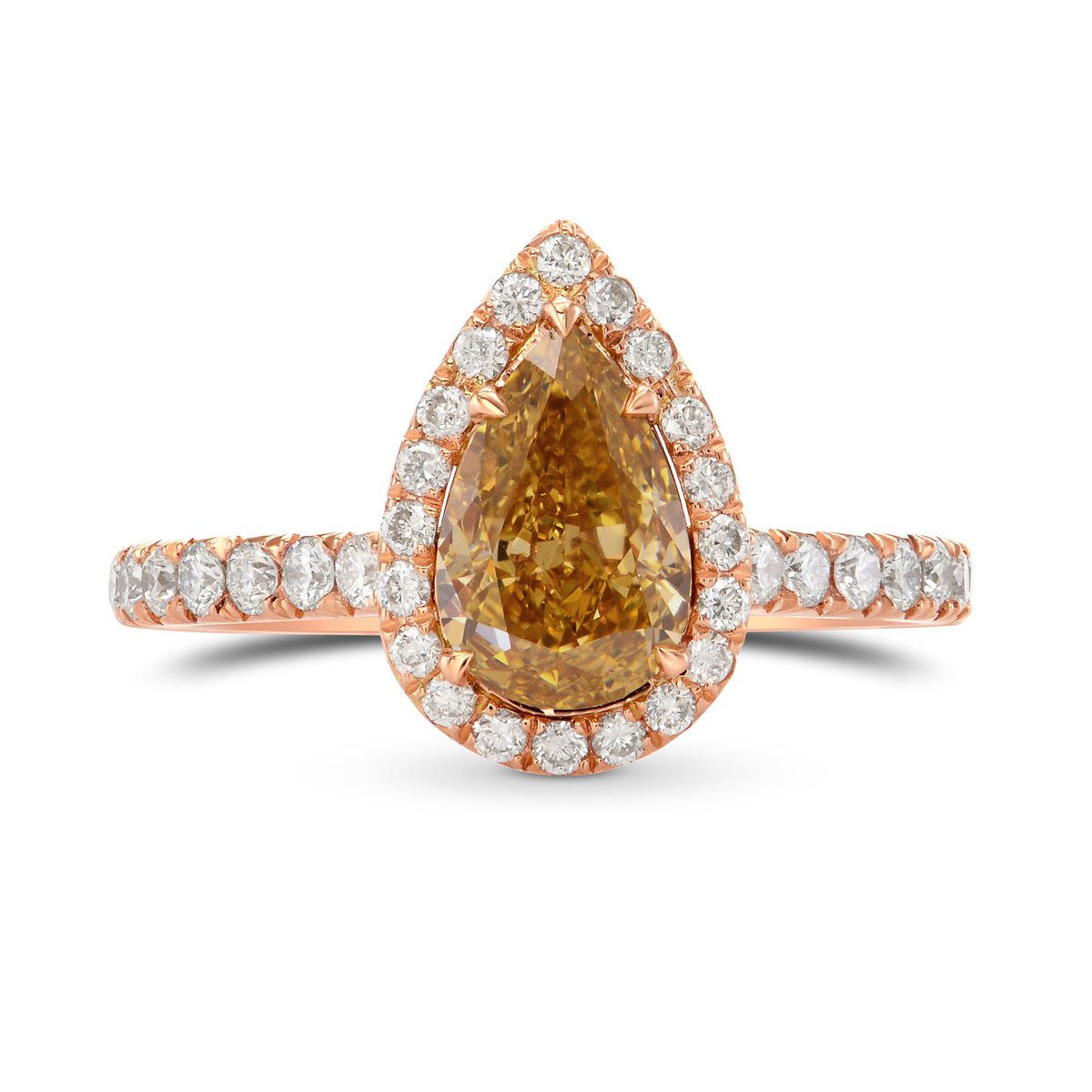 Fancy Brown Yellow Pear Diamond Ring