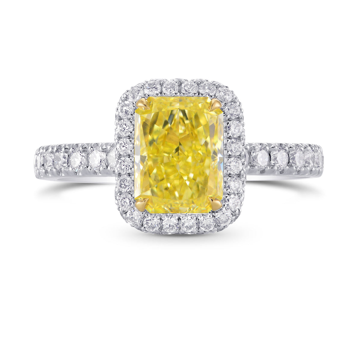 Fancy Yellow Radiant Diamond Halo Ring