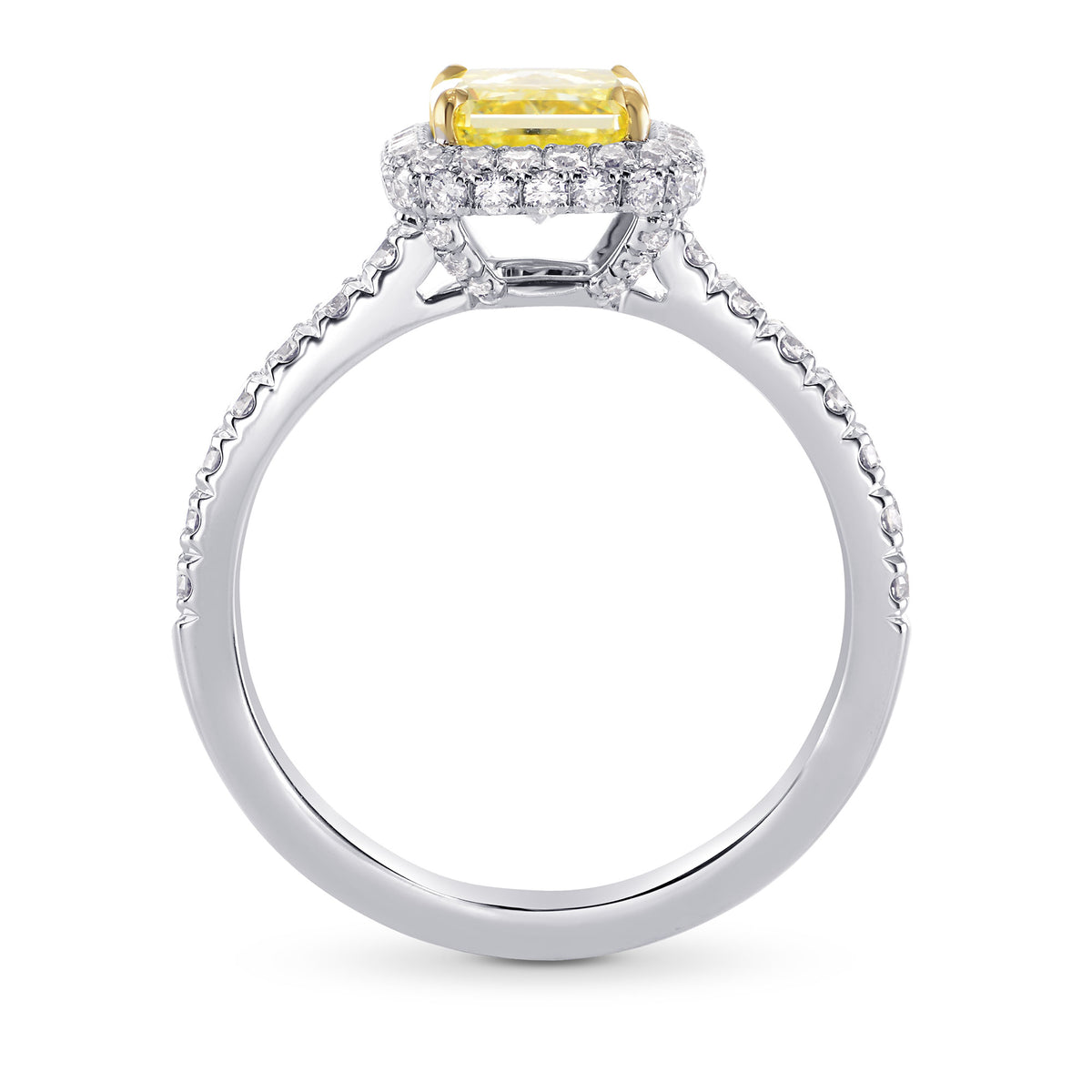 Fancy Yellow Radiant Diamond Halo Ring