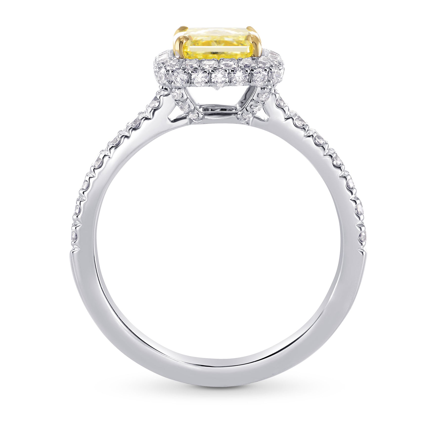 Fancy Yellow Radiant Diamond Halo Ring
