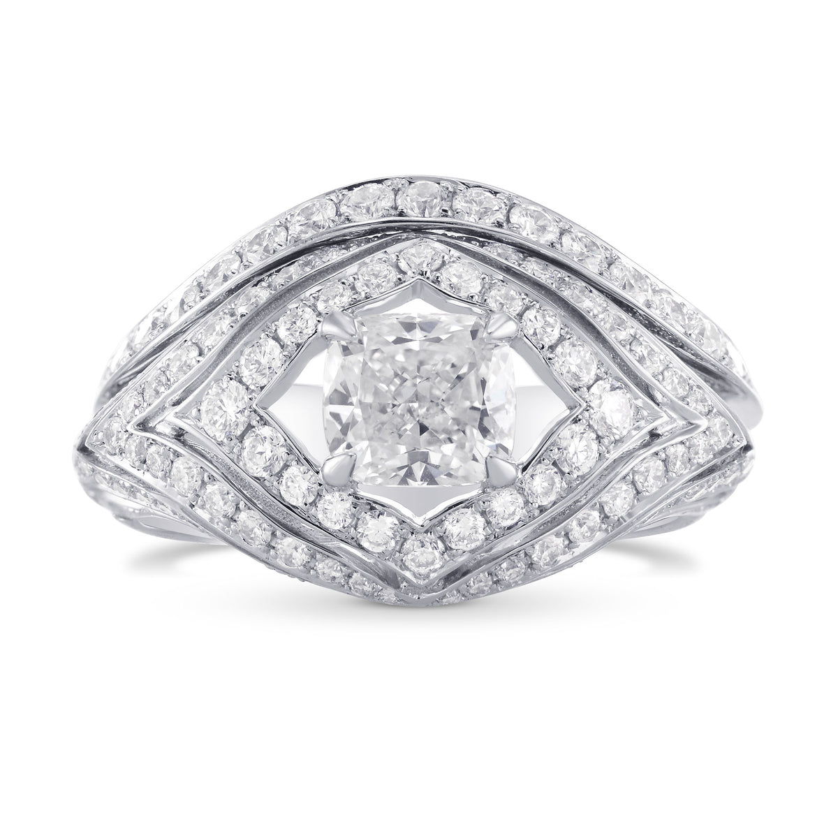 Colorless Cushion Diamond Designer Ring