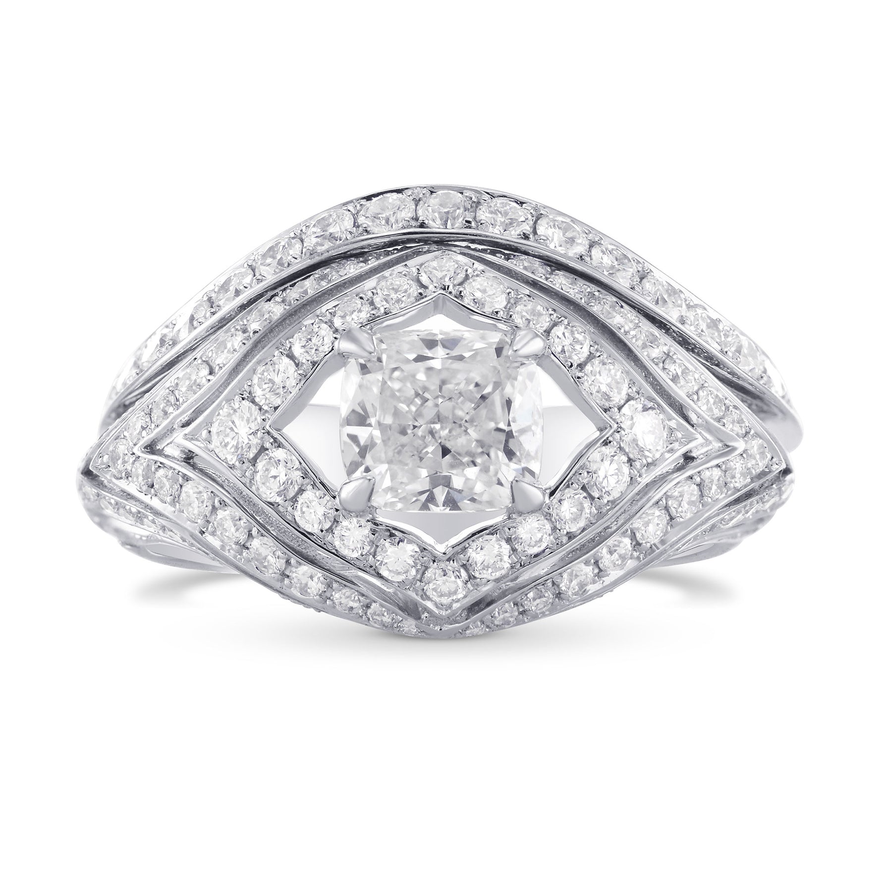 Colorless Cushion Diamond Designer Ring