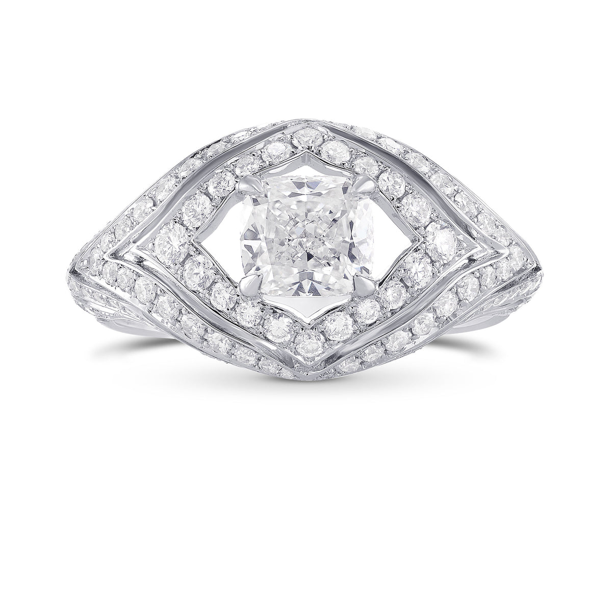 Colorless Cushion Diamond Designer Ring