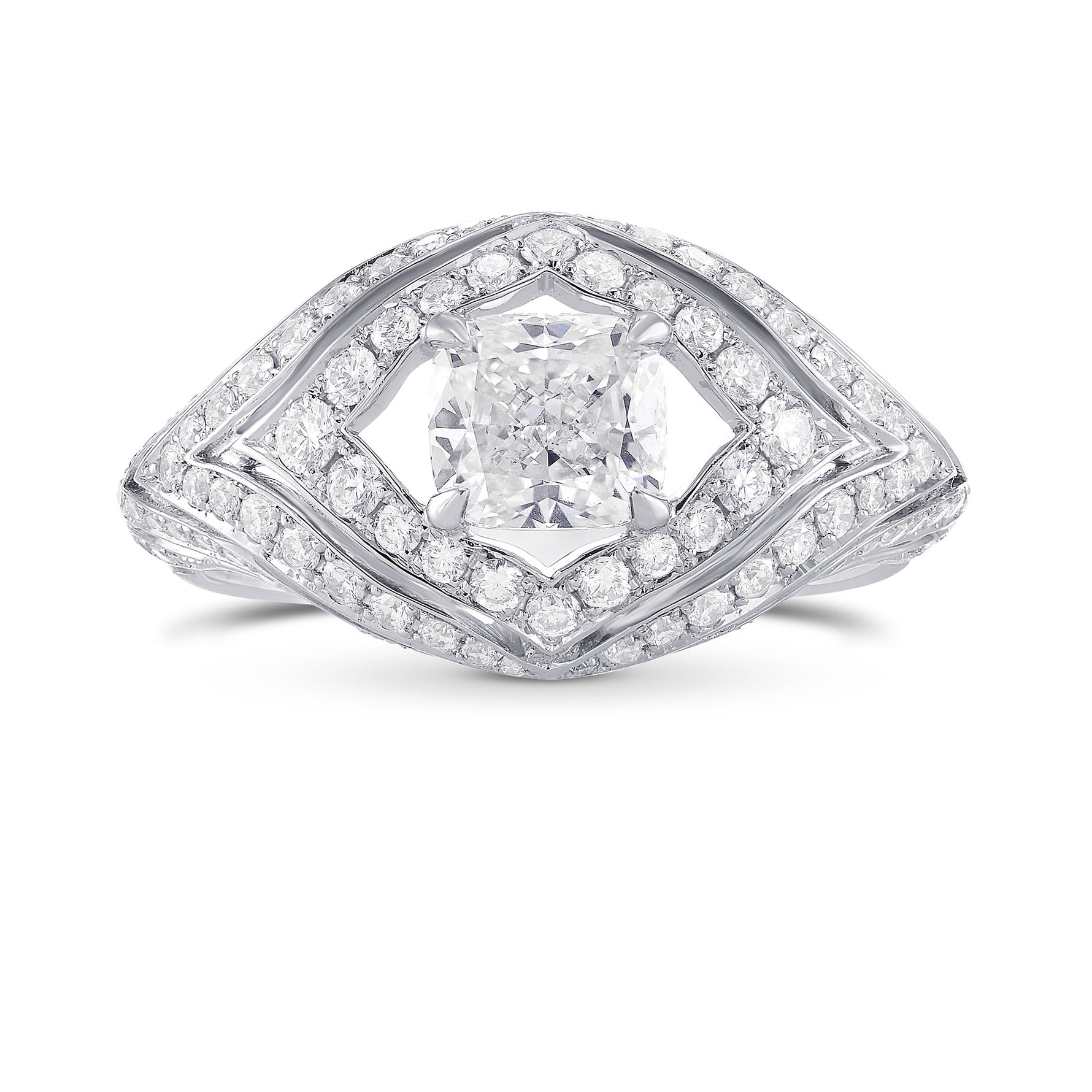 Colorless Cushion Diamond Designer Ring