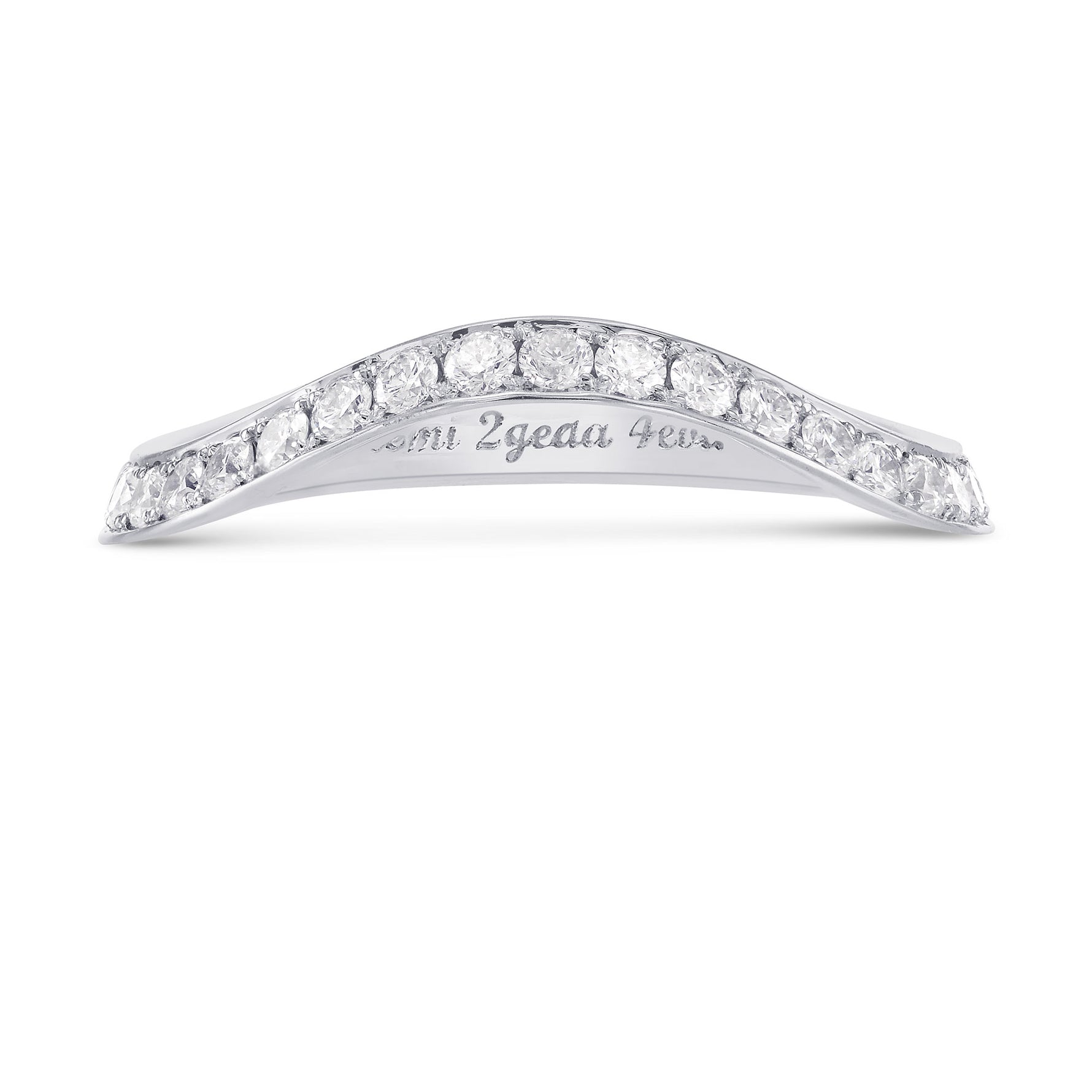 Contoured Milgrain Diamond Wedding Band 