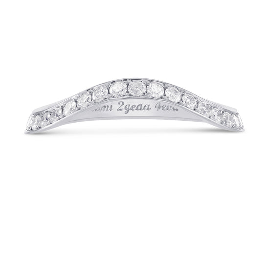 Contoured Milgrain Diamond Wedding Band 
