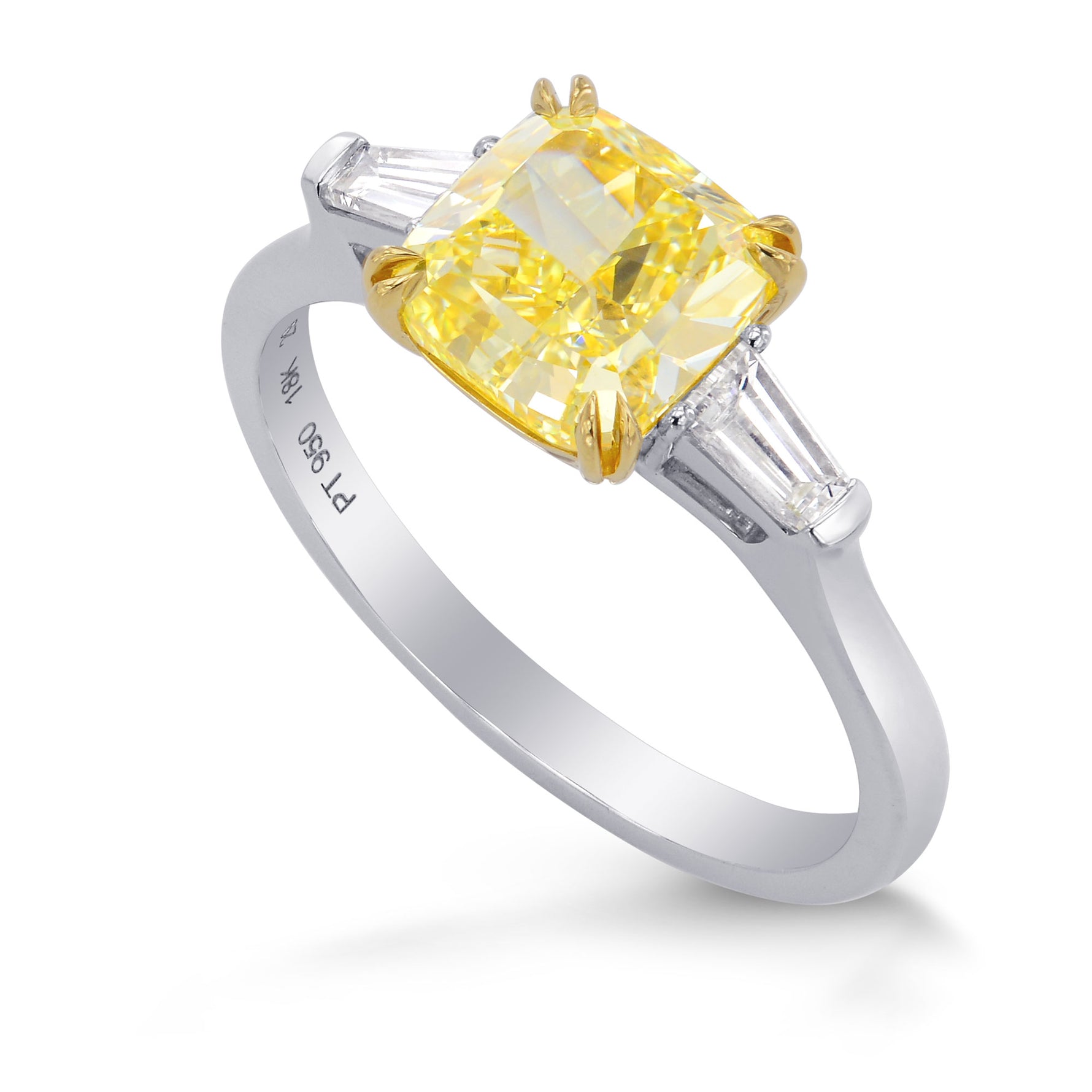 Fancy Intense Yellow Cushion Diamond Ring