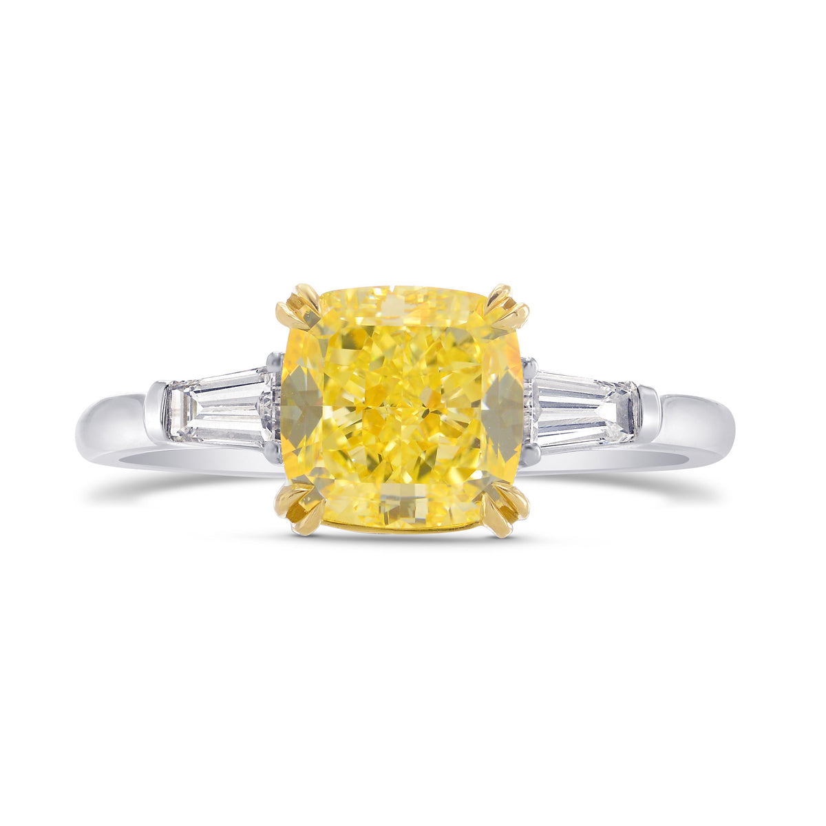 Fancy Intense Yellow Cushion Diamond Ring