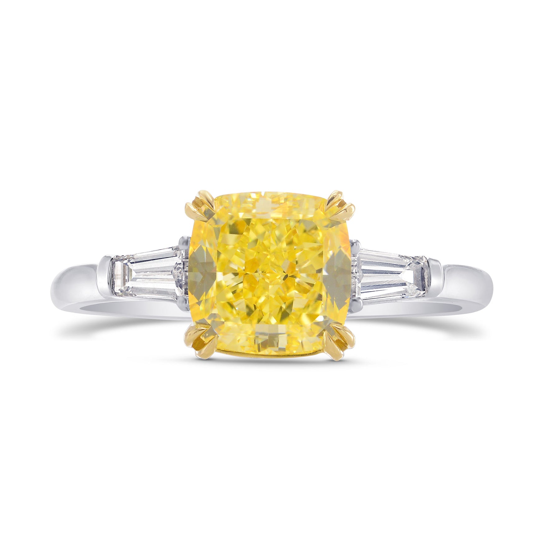 Fancy Intense Yellow Cushion Diamond Ring