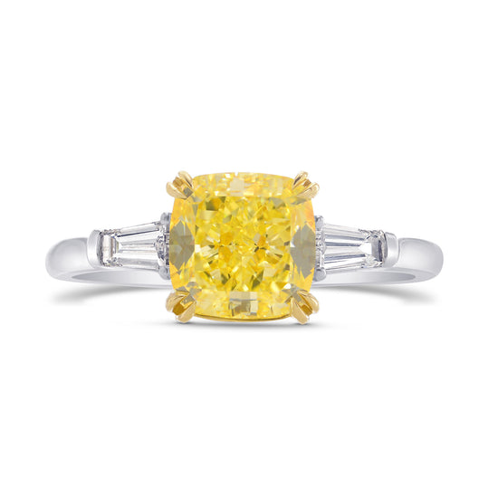 Fancy Intense Yellow Cushion Diamond Ring