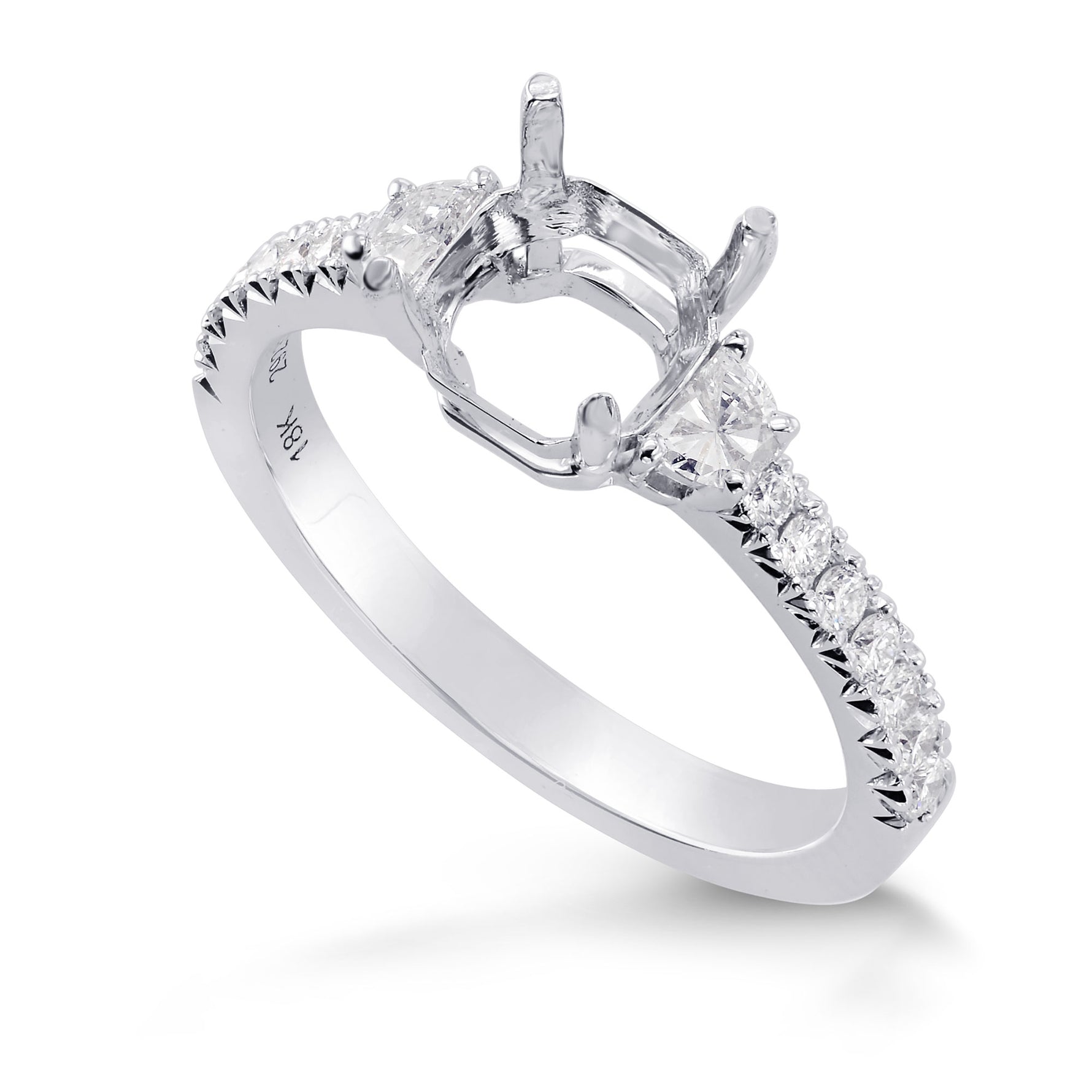 Black Diamond Engagement Ring with Half-moons