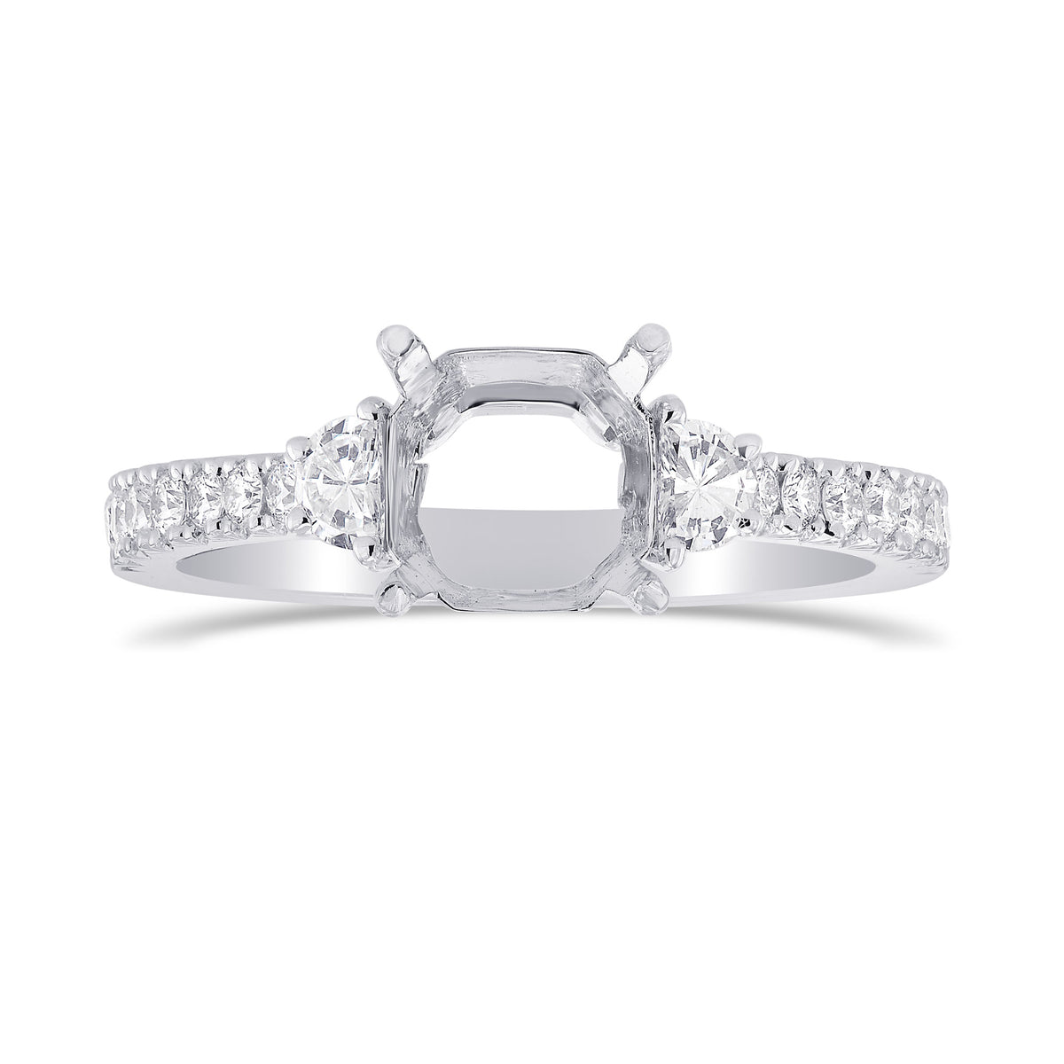 Black Diamond Engagement Ring with Half-moons