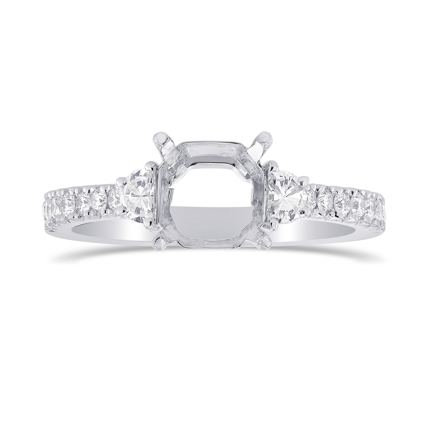 Black Diamond Engagement Ring with Half-moons