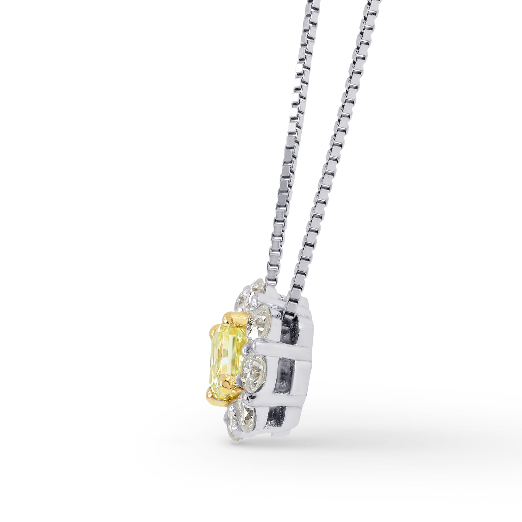 Fancy Yellow Radiant Diamond Halo Pendant