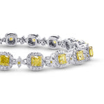 Fancy Intense Yellow Cushion Diamond Halo Bracelet