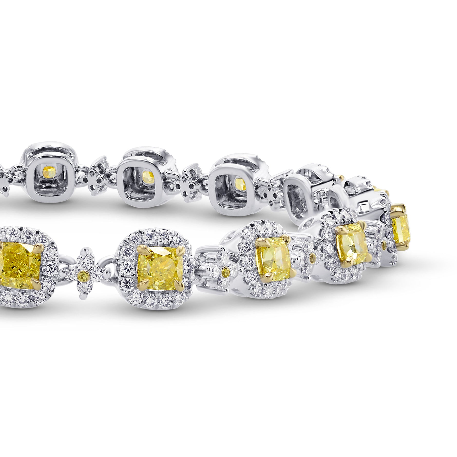 Fancy Intense Yellow Cushion Diamond Halo Bracelet