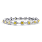 Fancy Intense Yellow Cushion Diamond Halo Bracelet