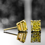  Fancy Yellow Radiant Diamond Earrings