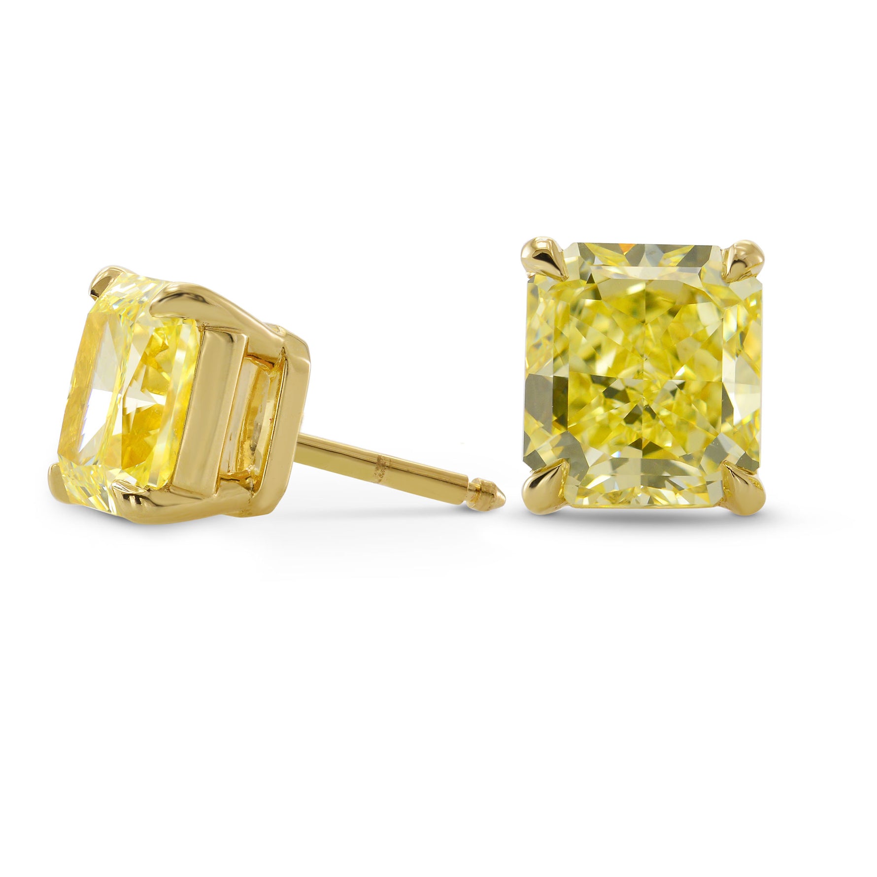  Fancy Yellow Radiant Diamond Earrings