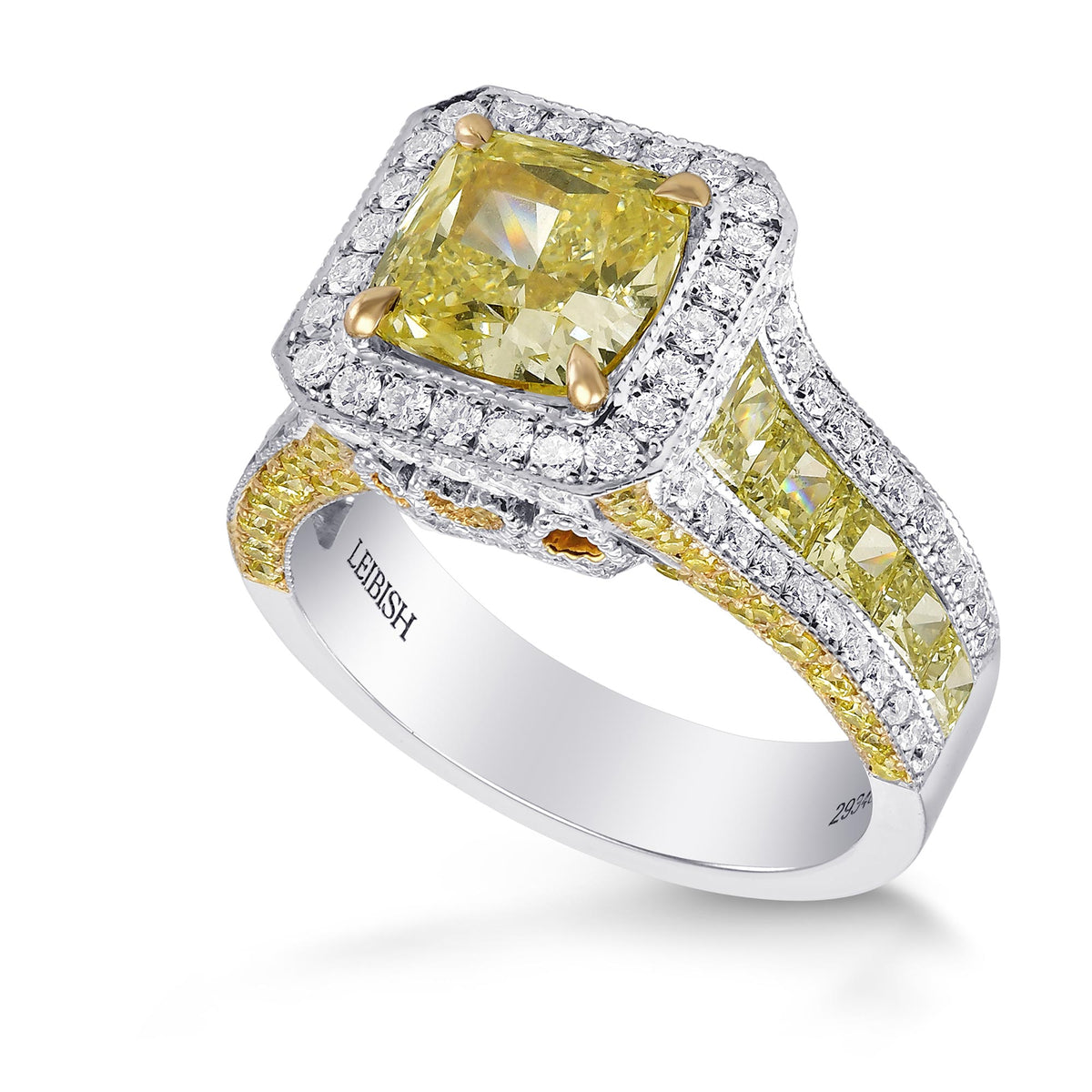 Fancy Light Yellow Cushion Diamond Halo Ring