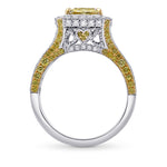 Fancy Light Yellow Cushion Diamond Halo Ring