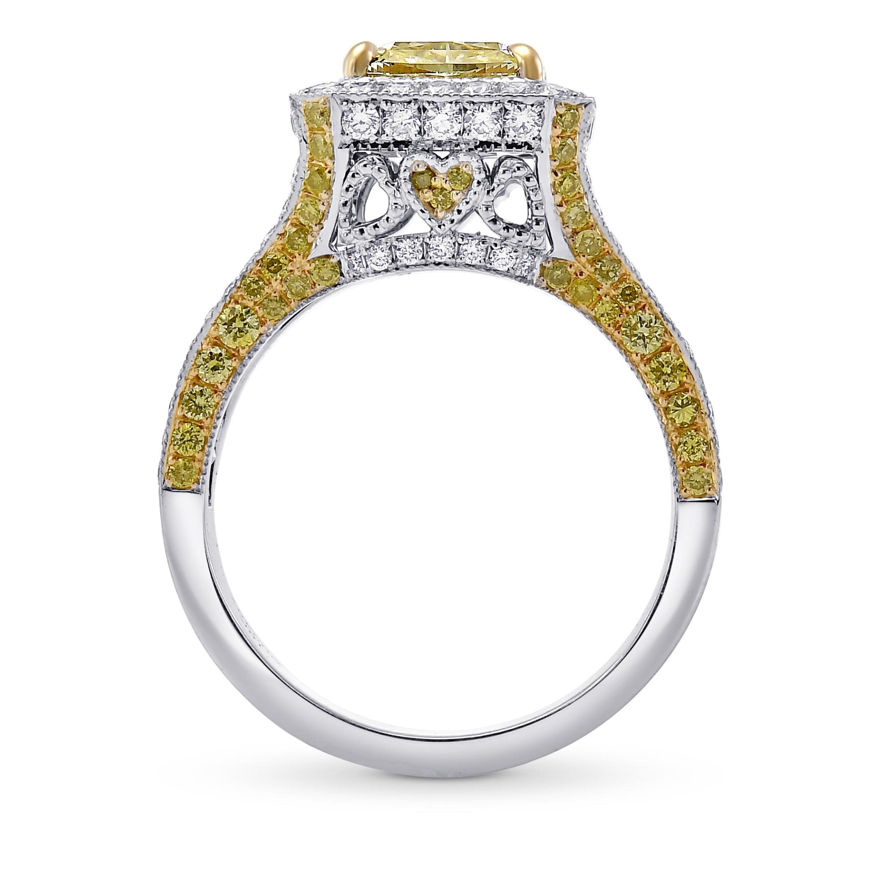 Fancy Light Yellow Cushion Diamond Halo Ring