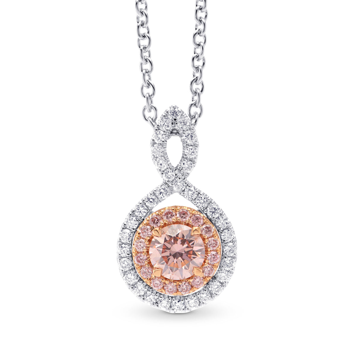 Fancy Pink Round Diamond Drop Pendant