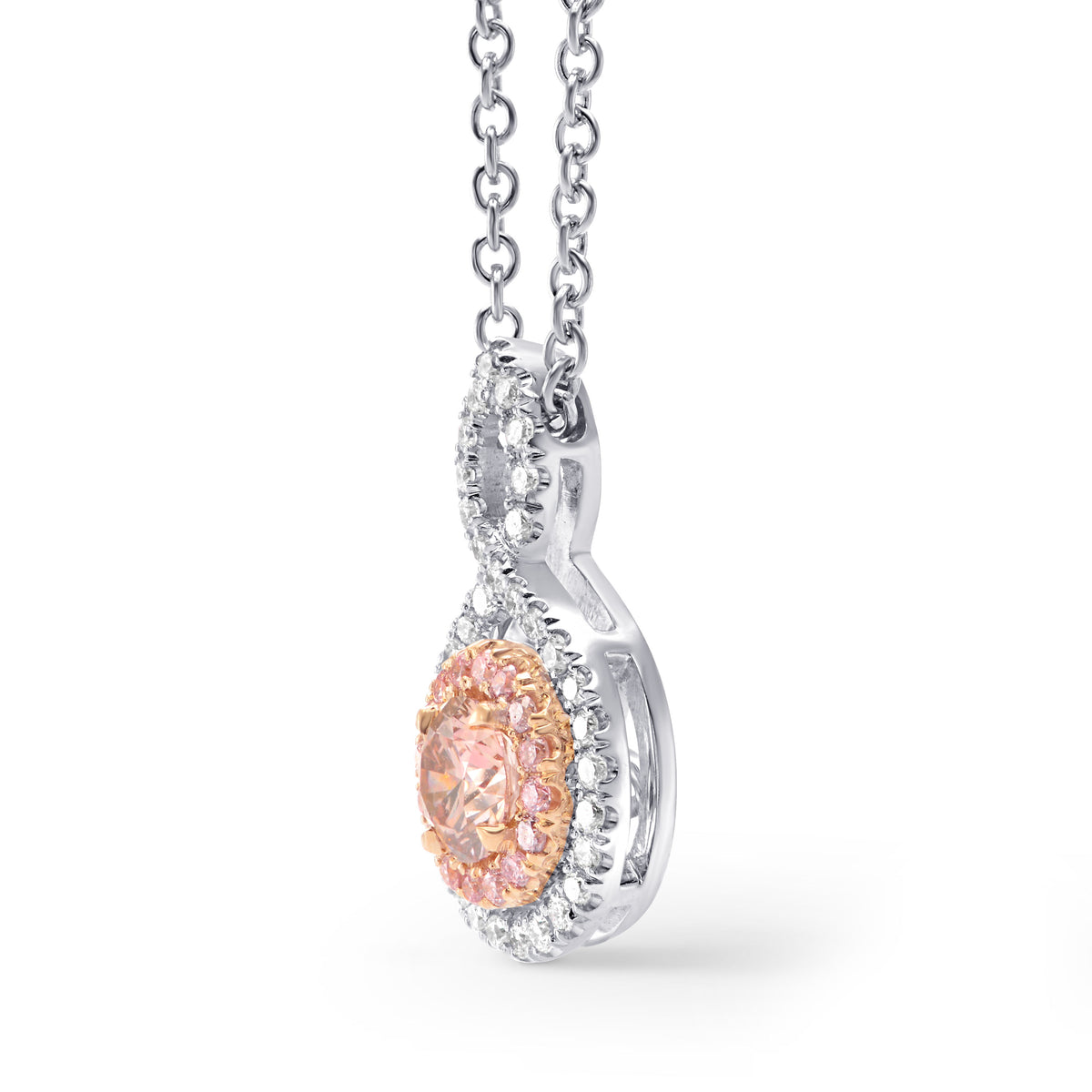 Fancy Pink Round Diamond Drop Pendant